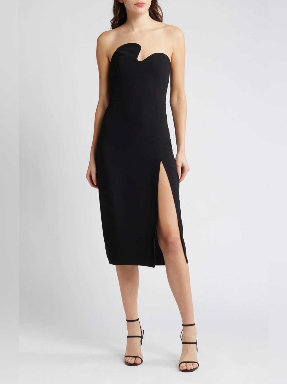 Amanda Uprichard Puzzle Strapless Midi Dress in Black M